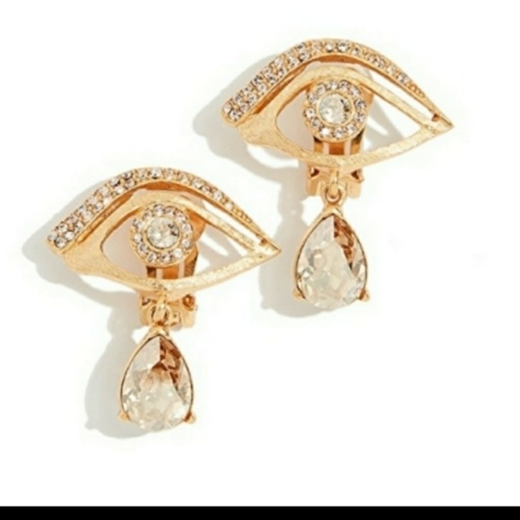 Oscar de la Renta Pave Crystal Eye Earrings - Picture 3 of 6